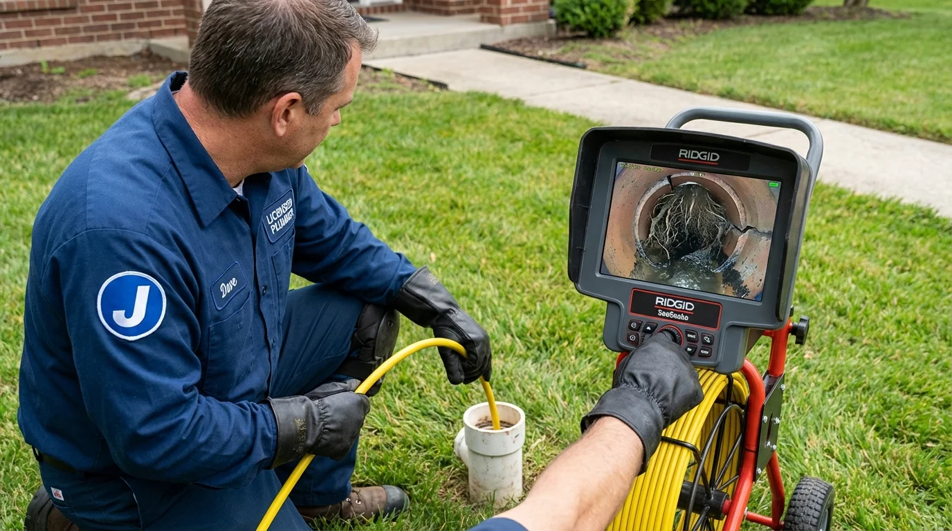 Sewer camera inspection being performed by Johns Plumbing LLC in Eads
