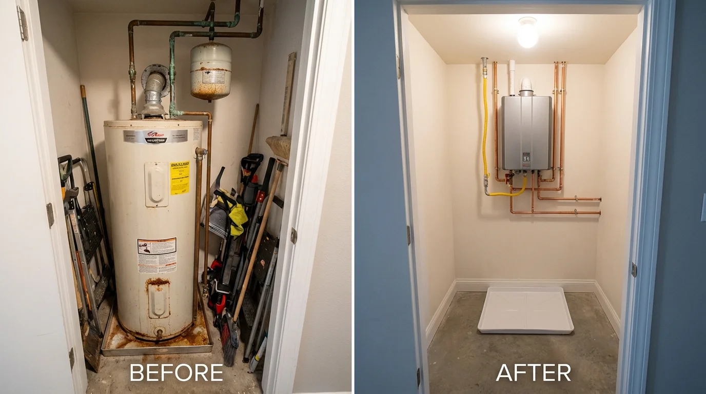 Tank water heater versus wall-mounted tankless unit comparison for Eads, CO homeowners