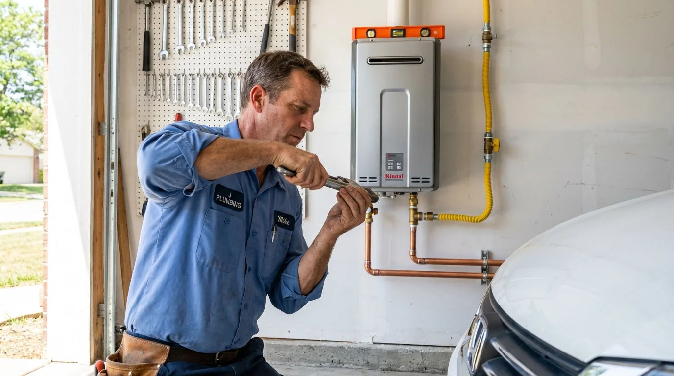 Tankless water heater installation by a Johns Plumbing LLC plumber in Eads